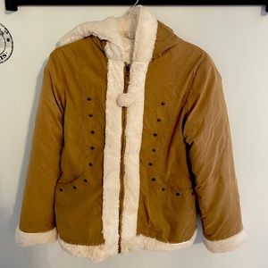 Girls reversible fuzzy puffer jacket